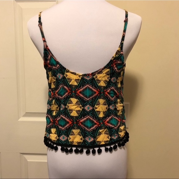 Printed Spaghetti Tank with Pom Poms - Picture 5 of 7